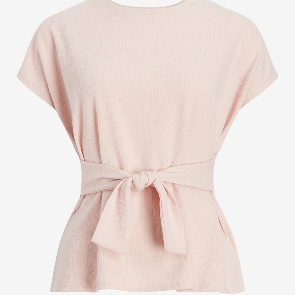 EXPRESS  Tie Waist Tee, Size S, Color Pale Peony, NEW